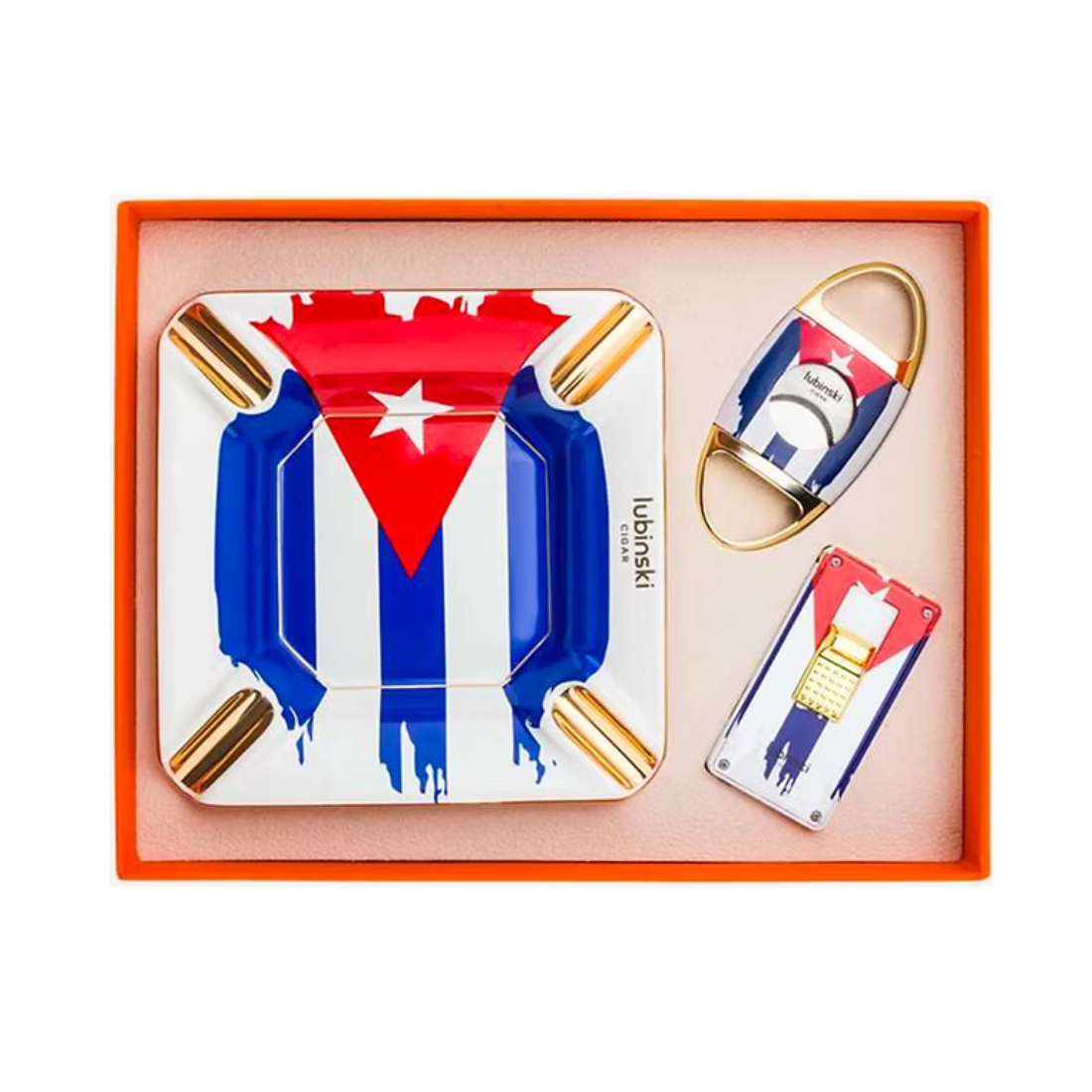 Cigar Lighter Ashtray Cutter 3-in-1 Vintage Cigar Lighter Set