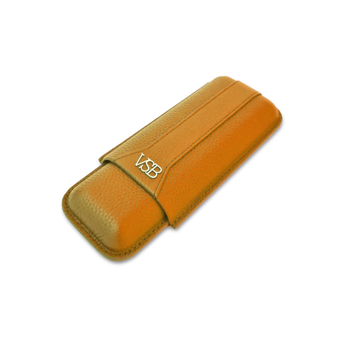 Two Finger Brown Leather Cigar Case