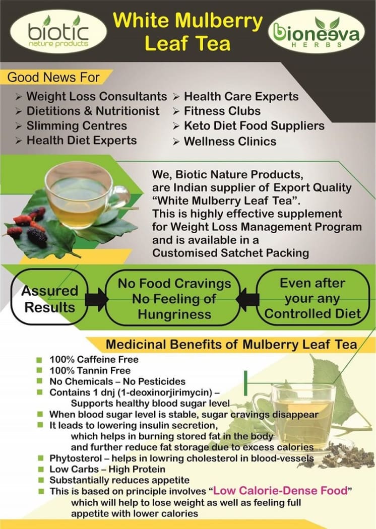 White Mulberry Leaf Tea Weight Management Remarkably Potent Free Samples Biotic Nature Products