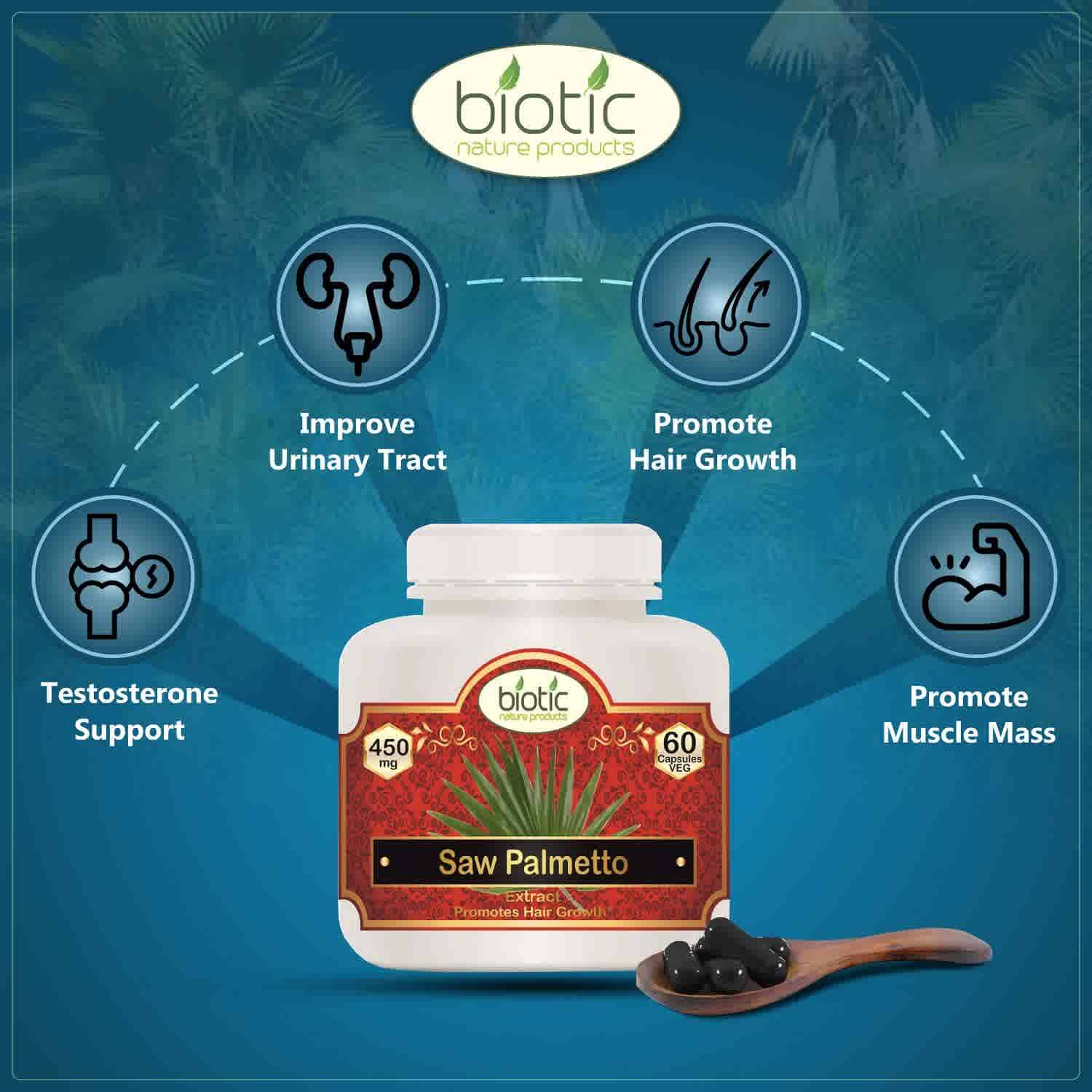 Saw Palmetto Extract 450mg High Strength 45 for Hair 60 Veg Capsules