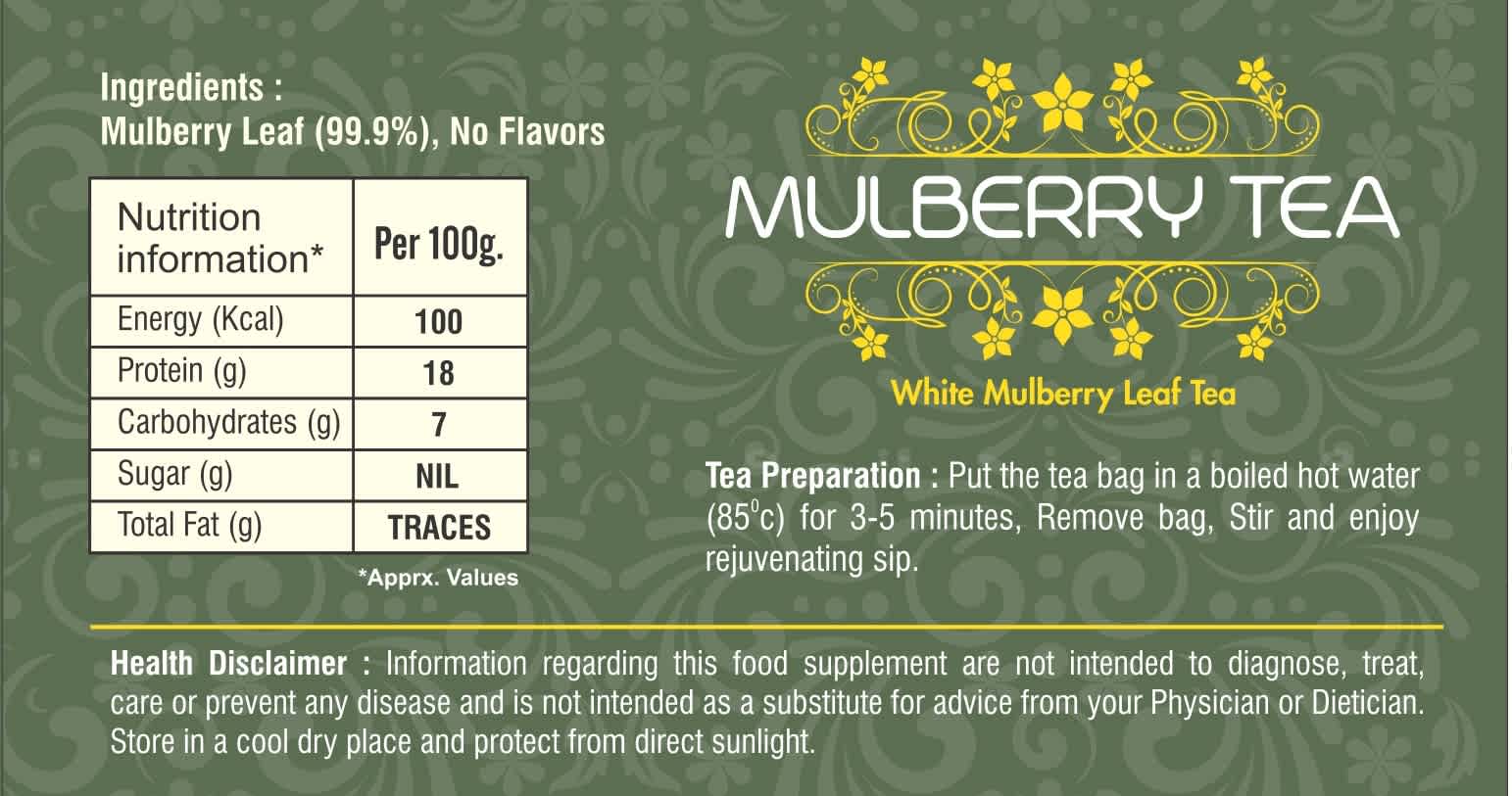 White Mulberry Leaf Tea (Morusalba) Herbal Tea Biotic Nature Products
