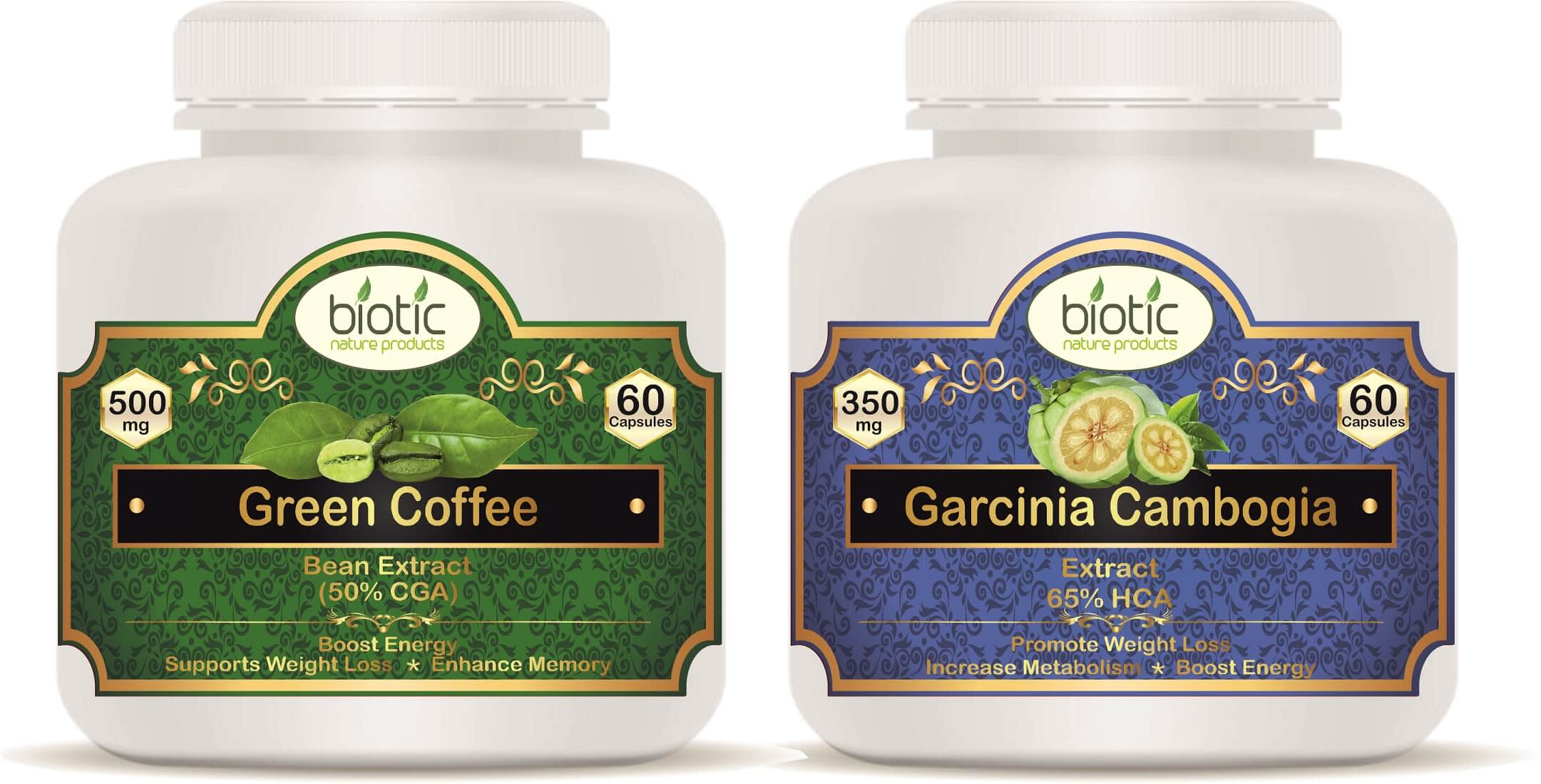 Green Coffee Bean And Garcinia Cambogia Extract Capsules Biotic Nature Products 1593