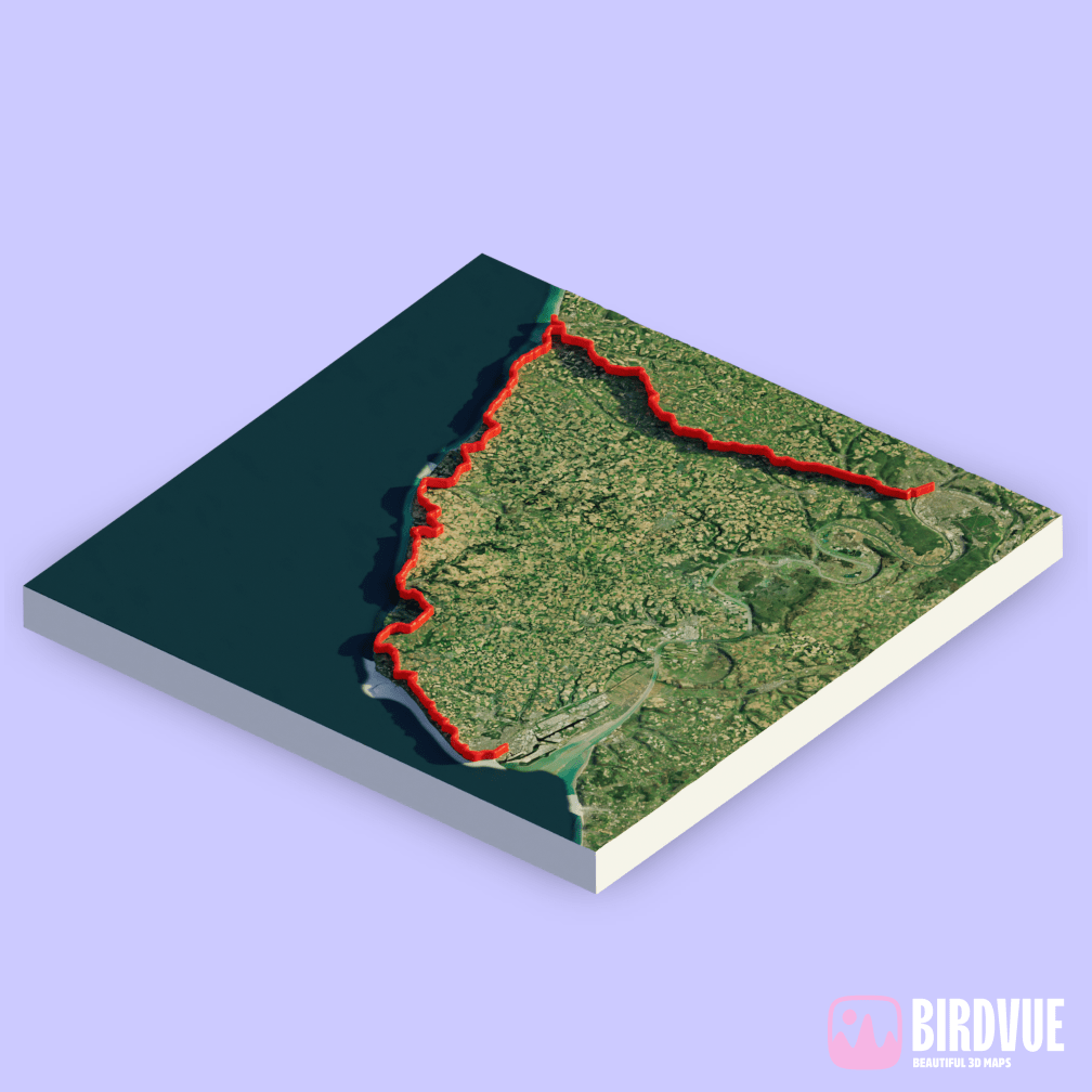 3d map of Le Havre > Dieppe > Rouen