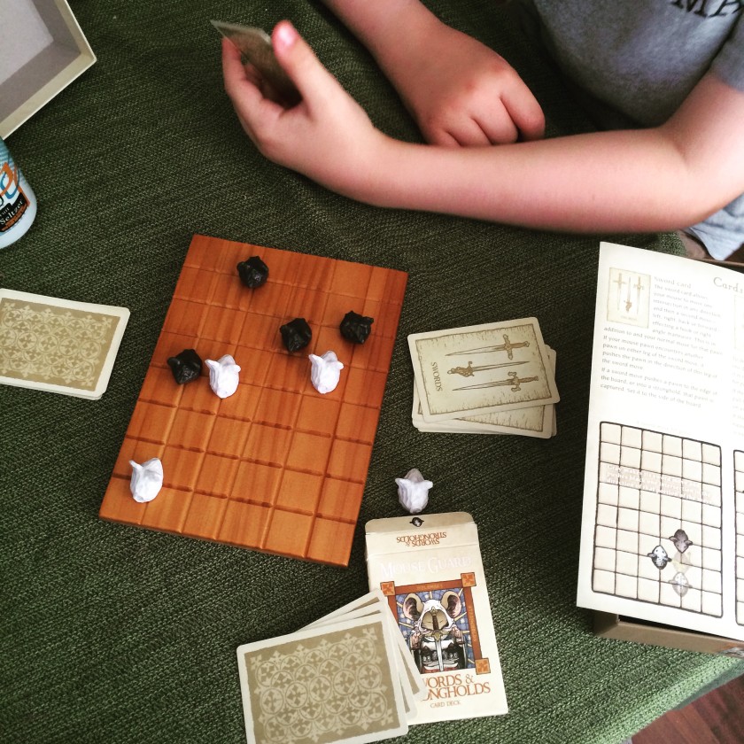 playing Swords & Strongholds with my son at home