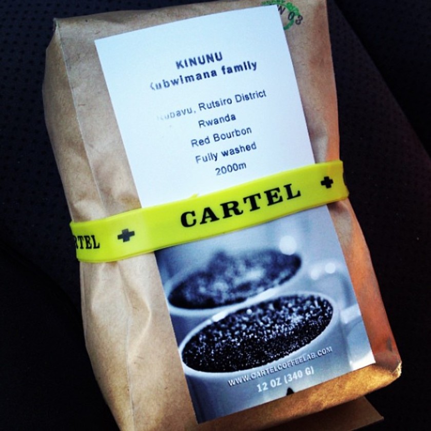 coffee beans in a package from Cartel Coffee Lab