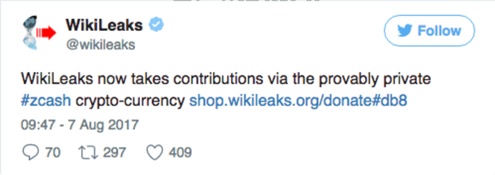 Wikileaks начала принимать пожертвования в Zcash
