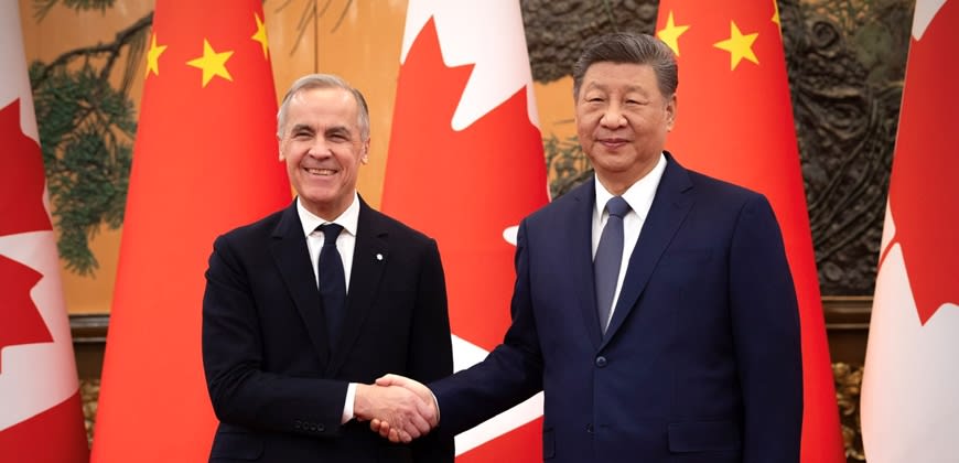 ראש ממשלת קנדה, מארק קרני, ונשיא סין, שי ג'ינפינג. קרדיט: רשתות חברתיות