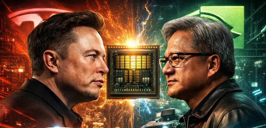 טסלה מול אנבידיה, הואנג מול מאסק. נוצר על ידי AI