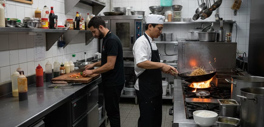 מטבח של מסעדה אסיאתית צילום: ביזפורטל מטבח של מסעדה אסיאתית צילום: ביזפורטל