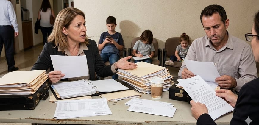 גרושים בבית המשפט צילום: AI גרושים בבית המשפט צילום: AI