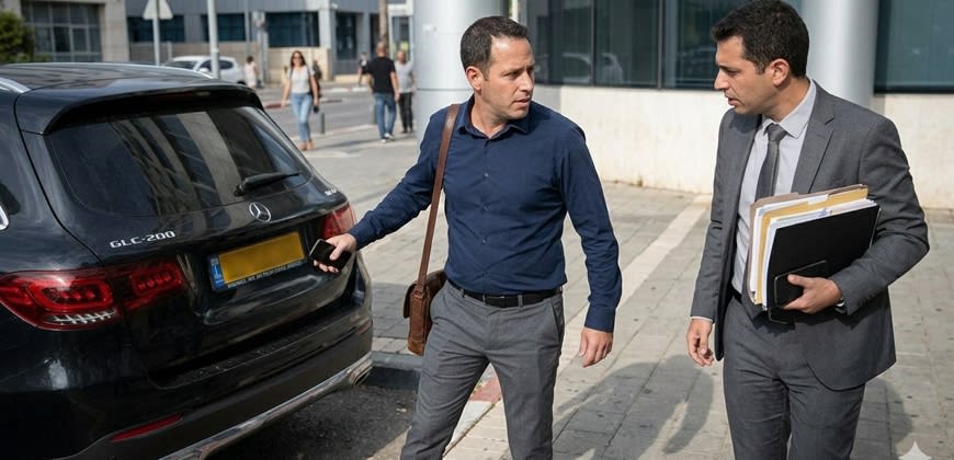 נאשם יוצא מבית המשפט צילום: AI