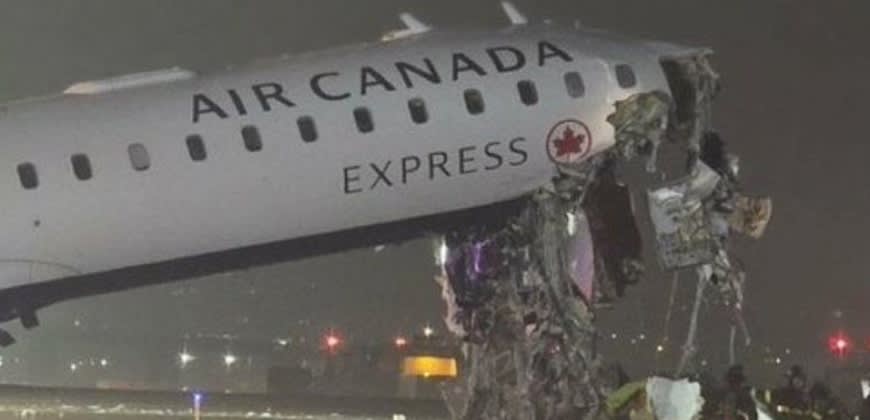 תאונת מטוס אייר קנדה בשדה לה-גווארדיה (צילום: לפי סעיף 27א לחוק זכות יוצרים, רשתות חברתיות)