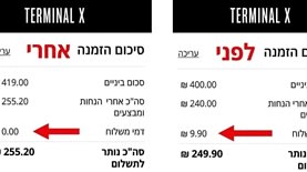 הטבה בטרמינל איקס. צילום מסך מאתר טרמינל איקס הטבה בטרמינל איקס. צילום מסך מאתר טרמינל איקס