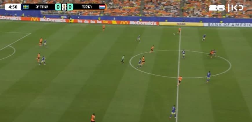 משחק המונדיאל בין הולנד לשוודיה (צילום: מסך כאן 11) משחק המונדיאל בין הולנד לשוודיה (צילום: מסך כאן 11)