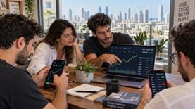 משקיעים צעירים בבורסה (עיבוד: AI)