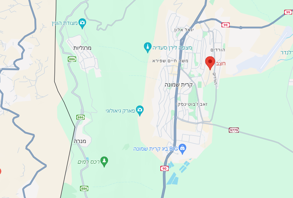 חצב - קריית שמונה, גוגל מאפ