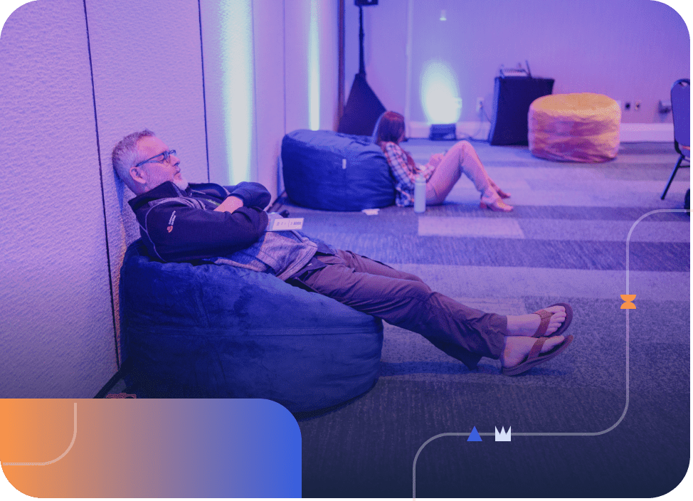 Agile attendees taking a break in the Relax Room 