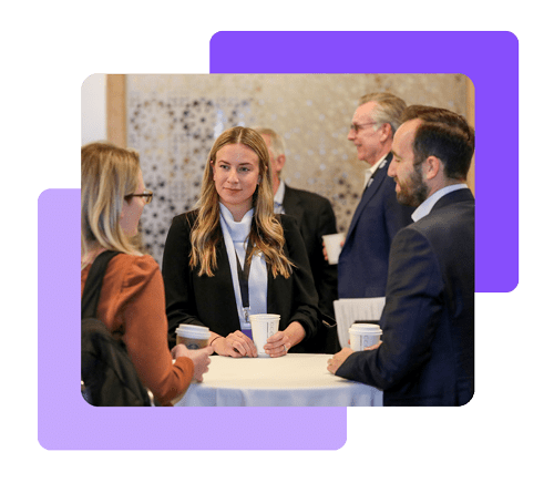 Delegates networking at Pension Bridge Hedge Europe