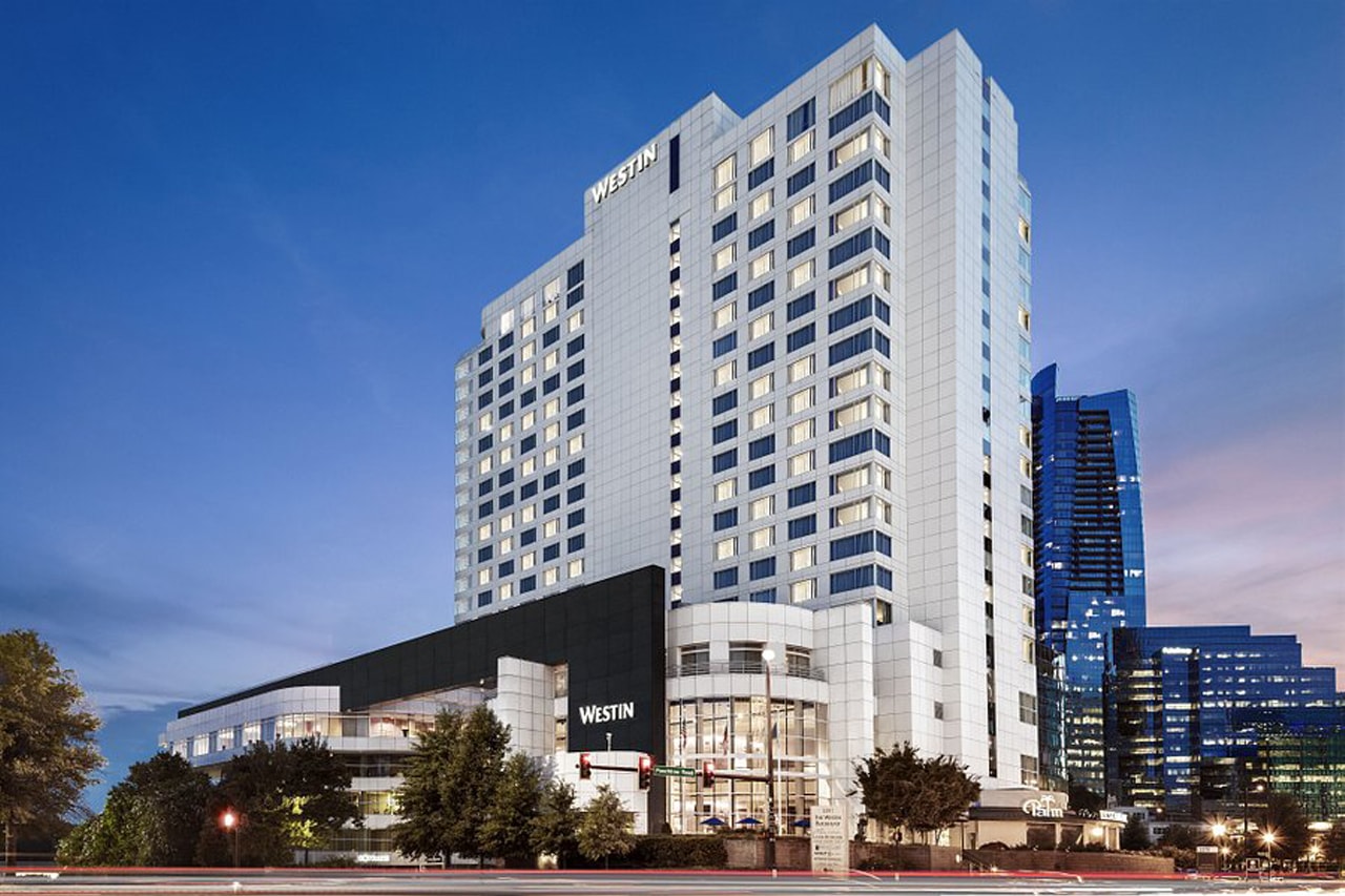 Exterior night photo of Westin Buckhead Atlanta