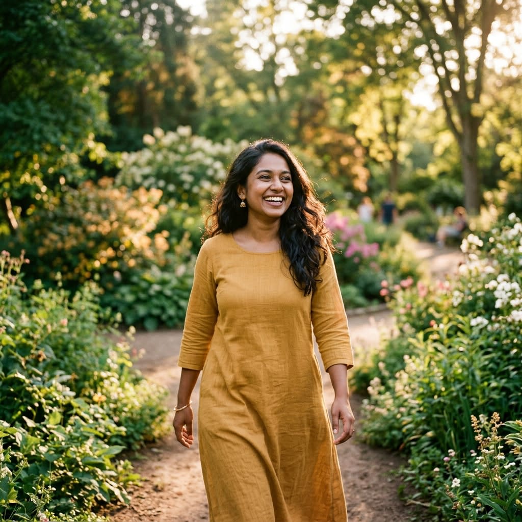 Woman reviewing holistic body health metrics connected to menstrual cycle tracking on digital dashboard