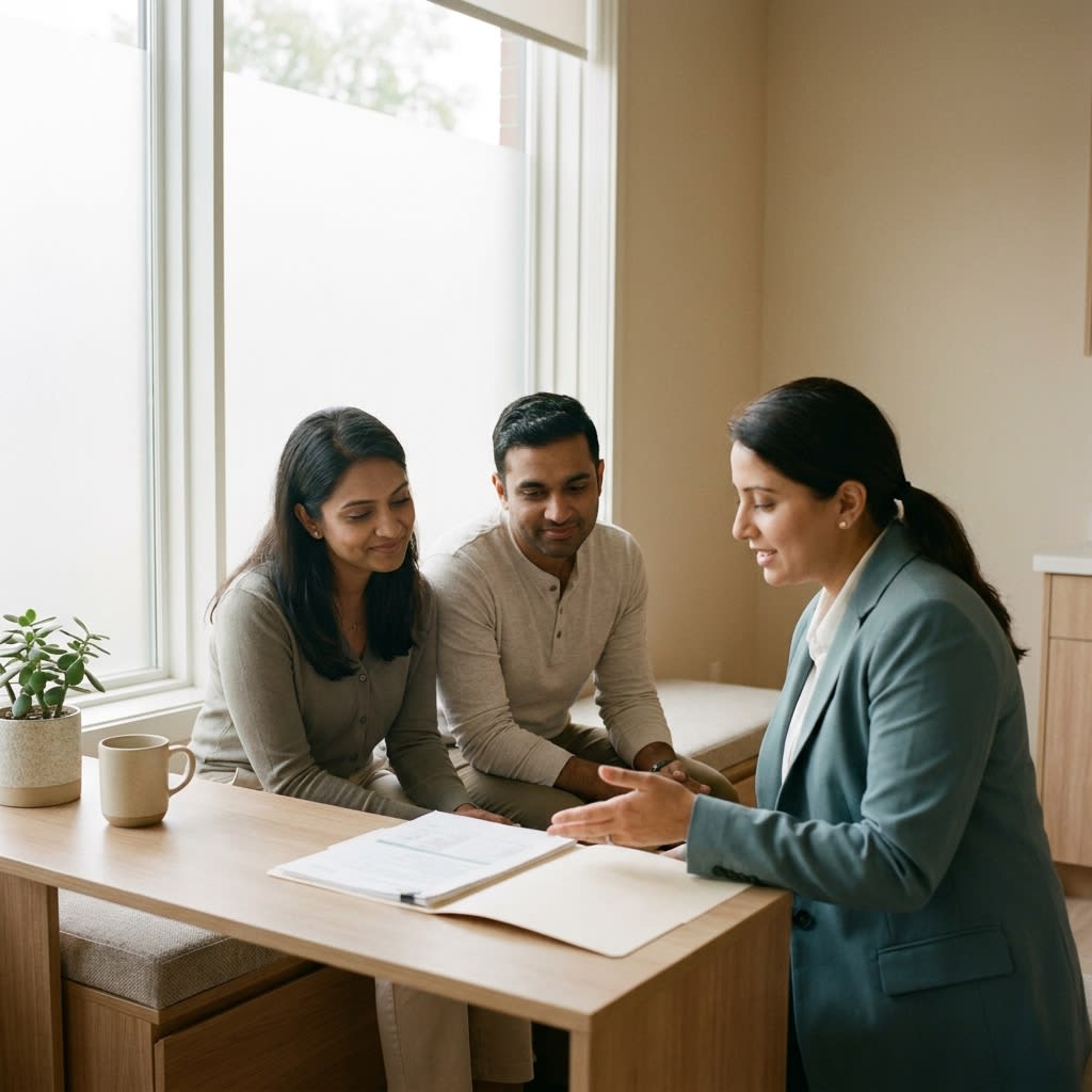 Preconception medical consultation and health checklist with doctor reviewing blood test reports