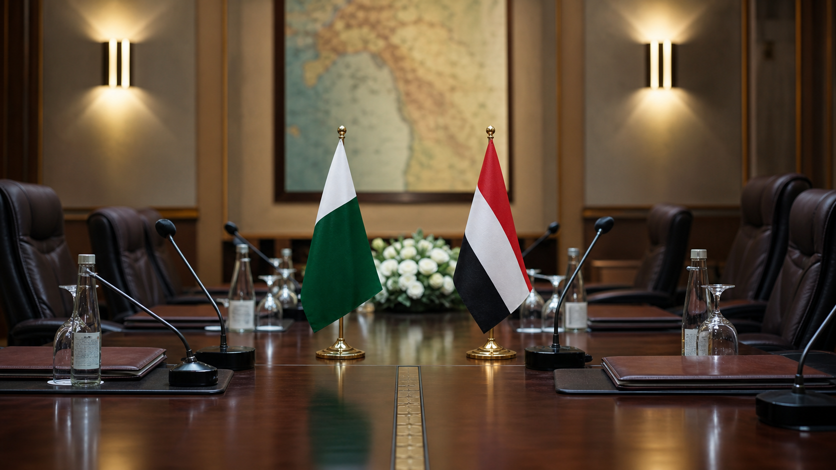AI-generated defense diplomacy meeting room representing Pakistan Syria strategic collaboration