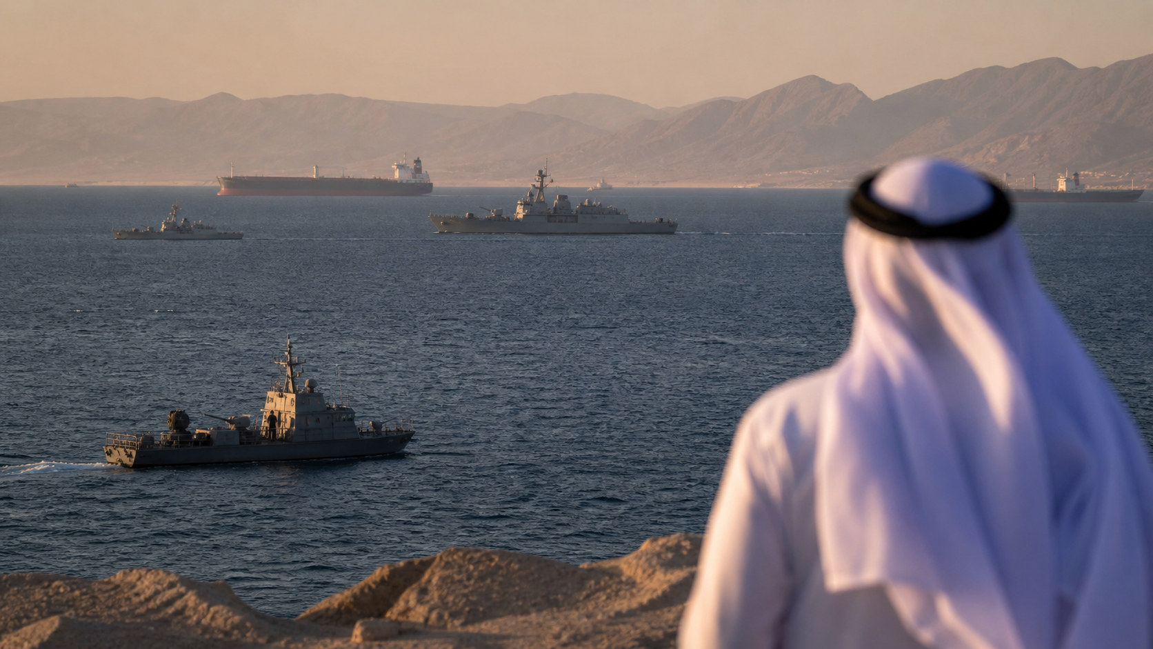Patrol vessels monitor a Gulf sea lane amid heightened regional security tensions