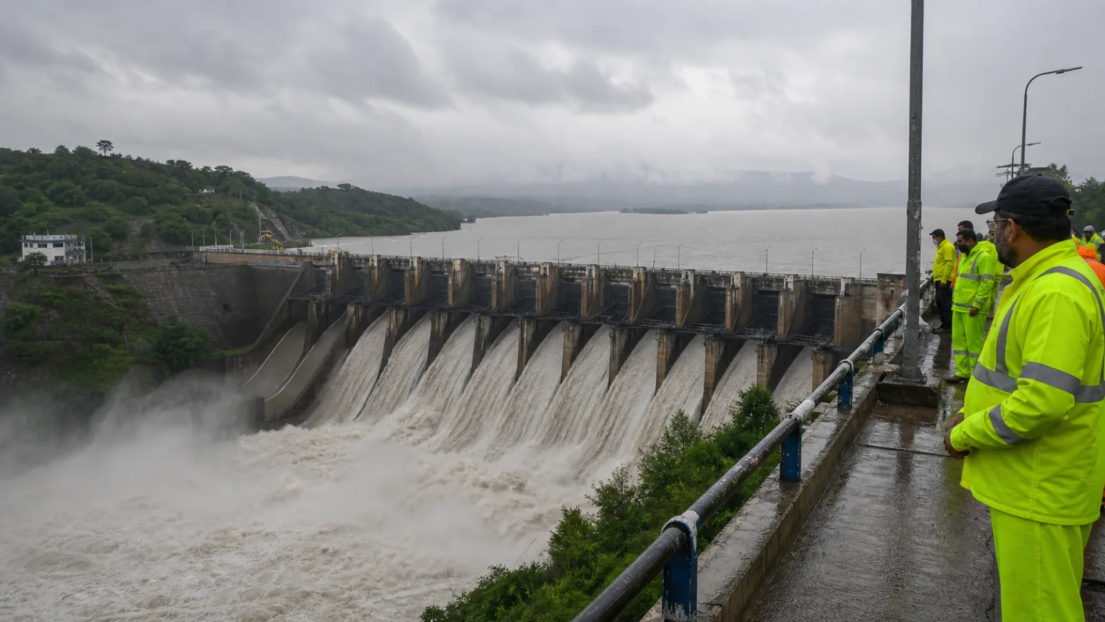 Rawal Dam spillways releasing water as emergency staff monitor heavy monsoon rain
