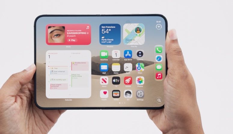 Apple iPhone Duo folding phone shown during the September 9 launch presentation