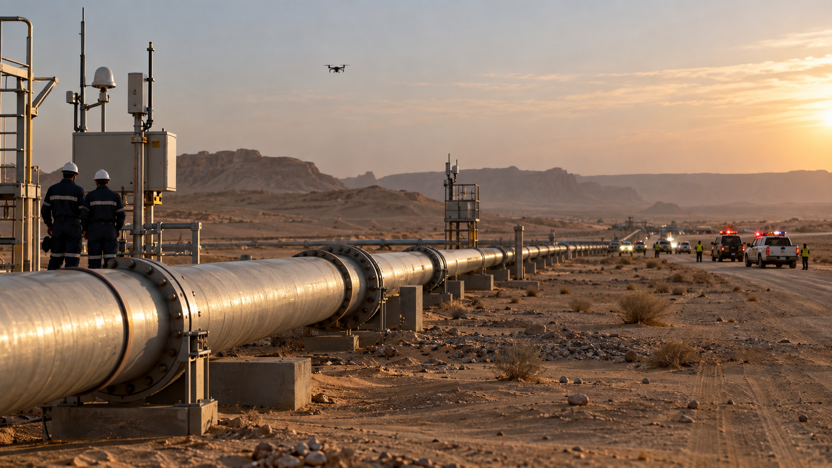 Saudi desert oil pipeline under security inspection after reported drone attack