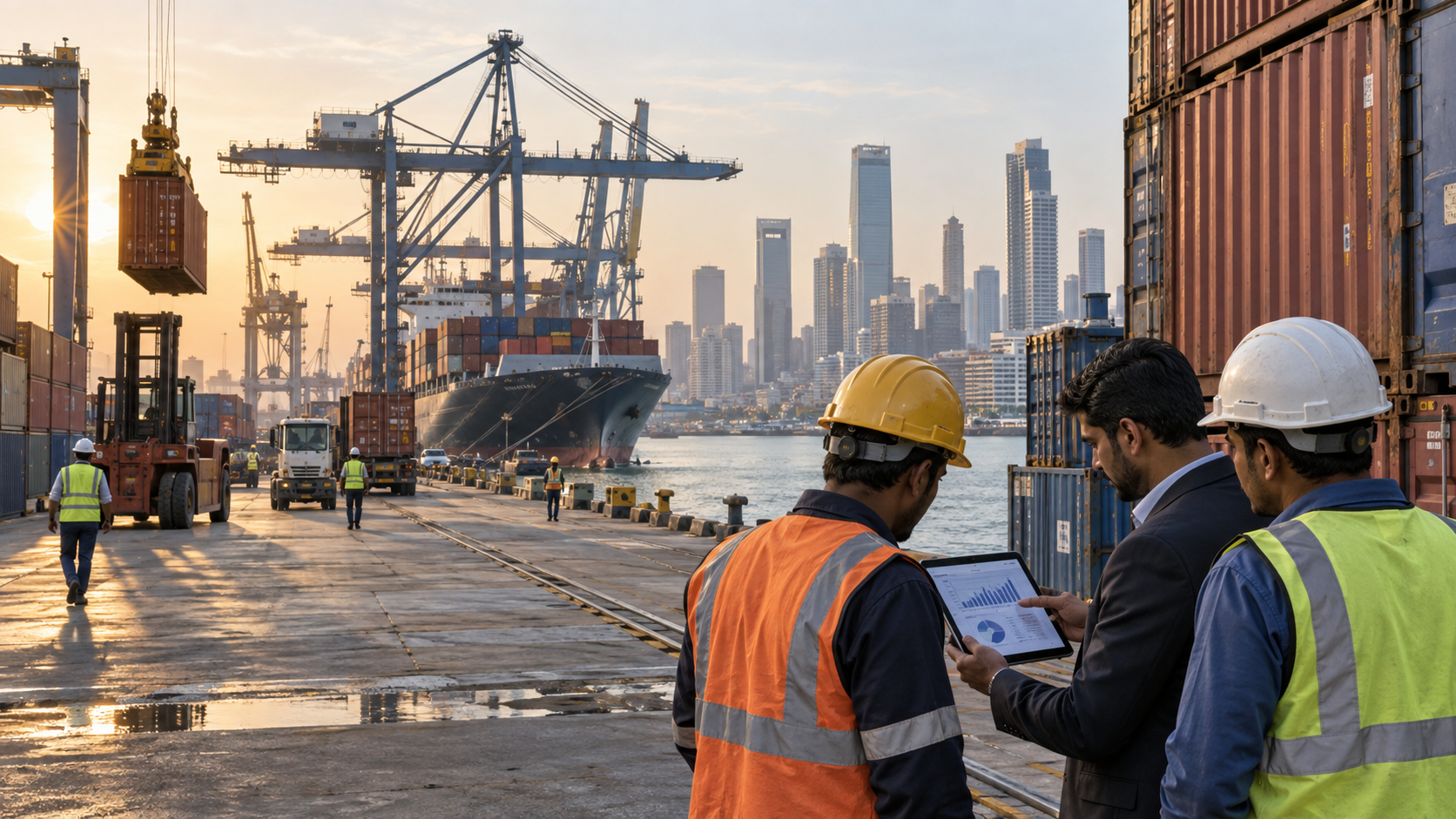 Editorial image of Karachi port containers representing Pakistan trade deficit and export reform