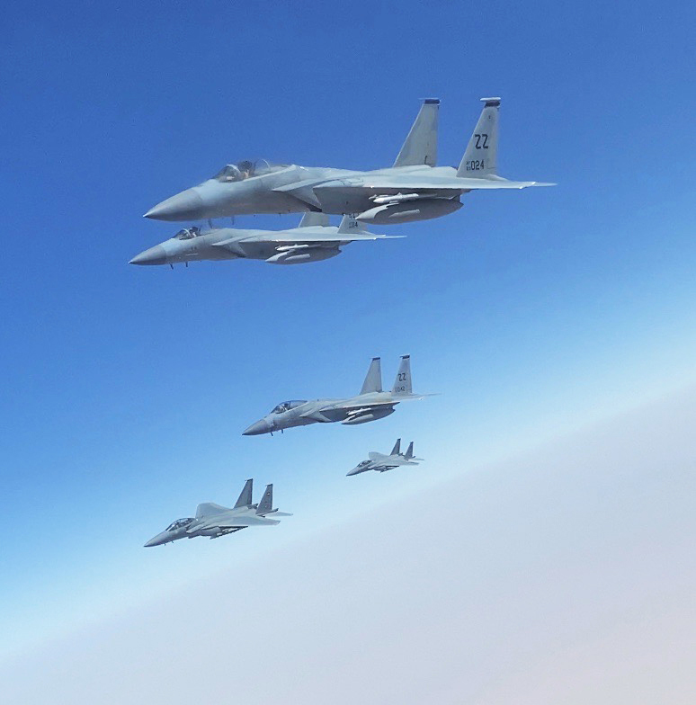 US and Saudi F-15 aircraft fly in formation over Saudi Arabia in June 2020; file photo, not the reported September 2026 attack
