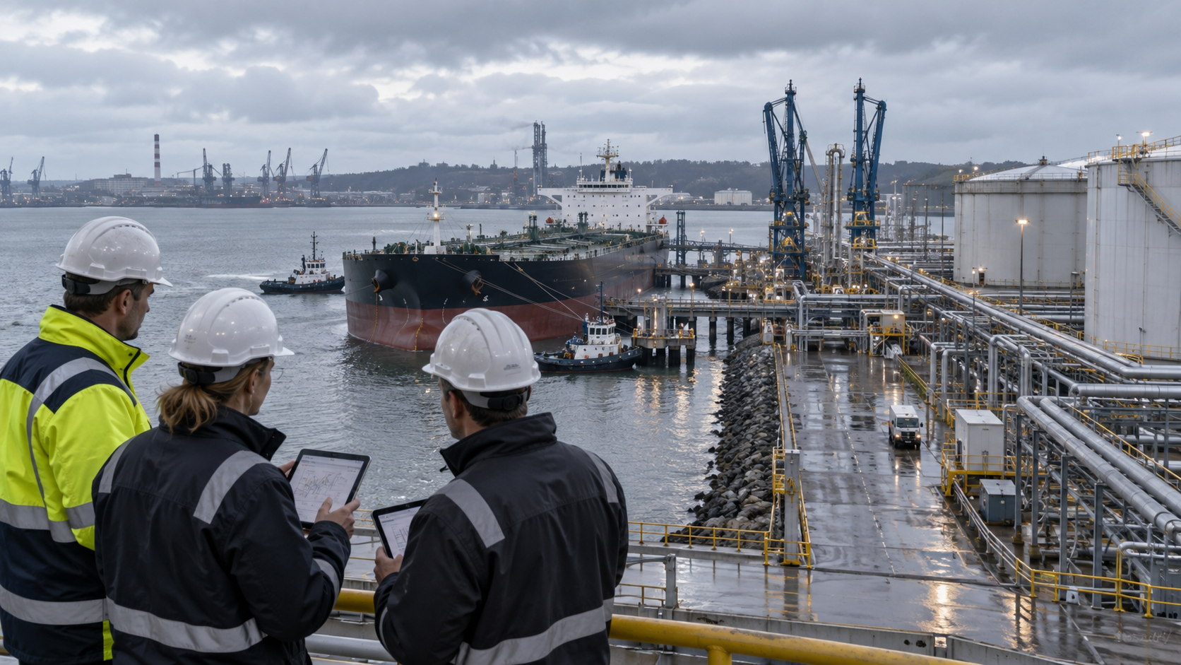 Editorial image of a Baltic oil terminal representing Orlen crude supply diversification