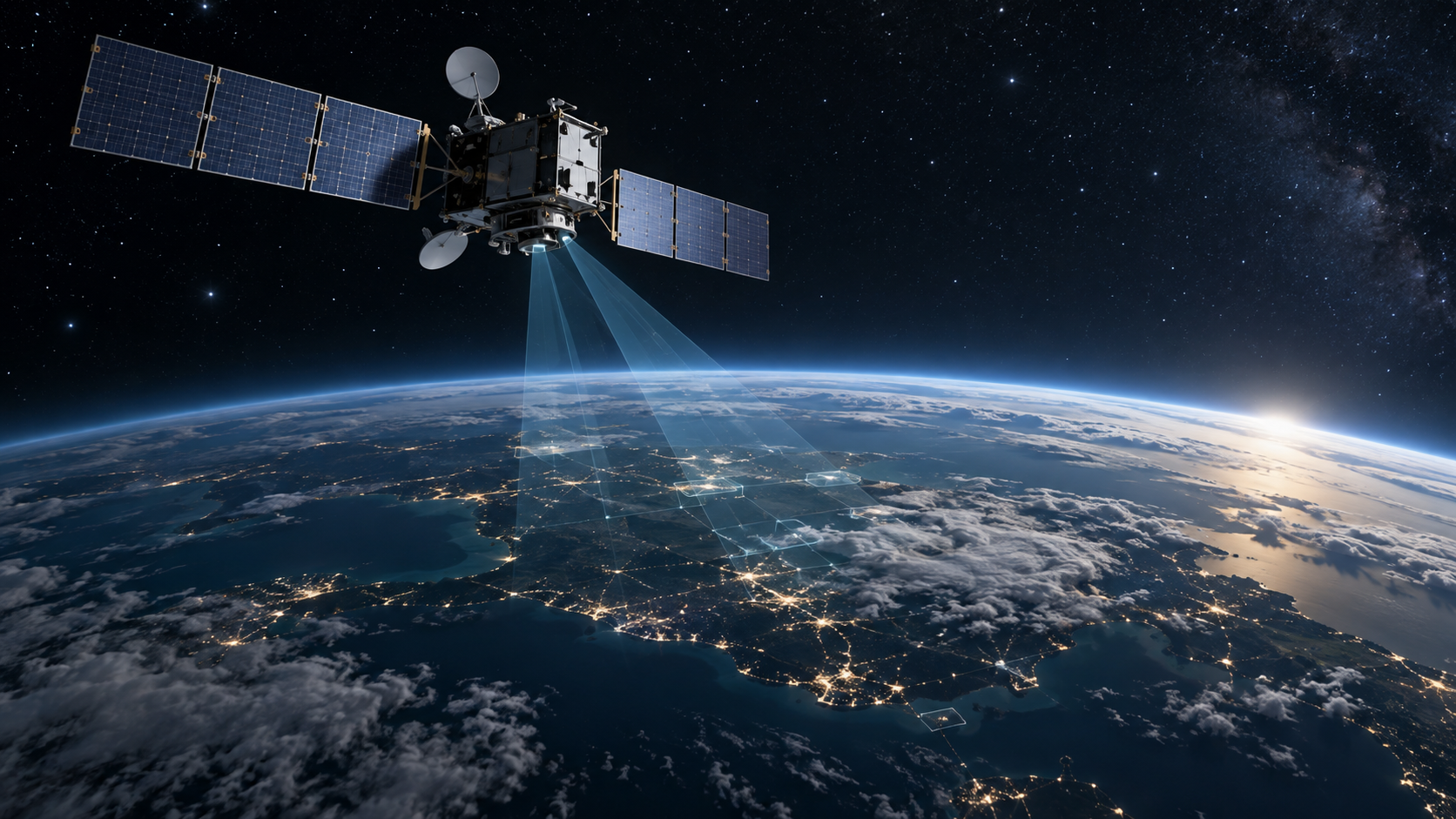 A generic satellite above Earth representing orbital space-control capabilities in a non-branded editorial image.