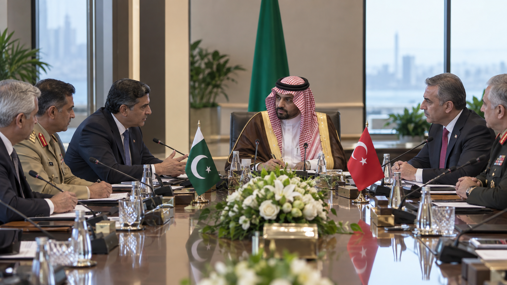 Officials at a regional defence diplomacy meeting representing collective security discussions.