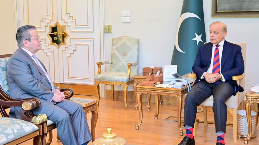 Prime Minister Shehbaz Sharif meets outgoing French Ambassador Nicolas Galey in Islamabad