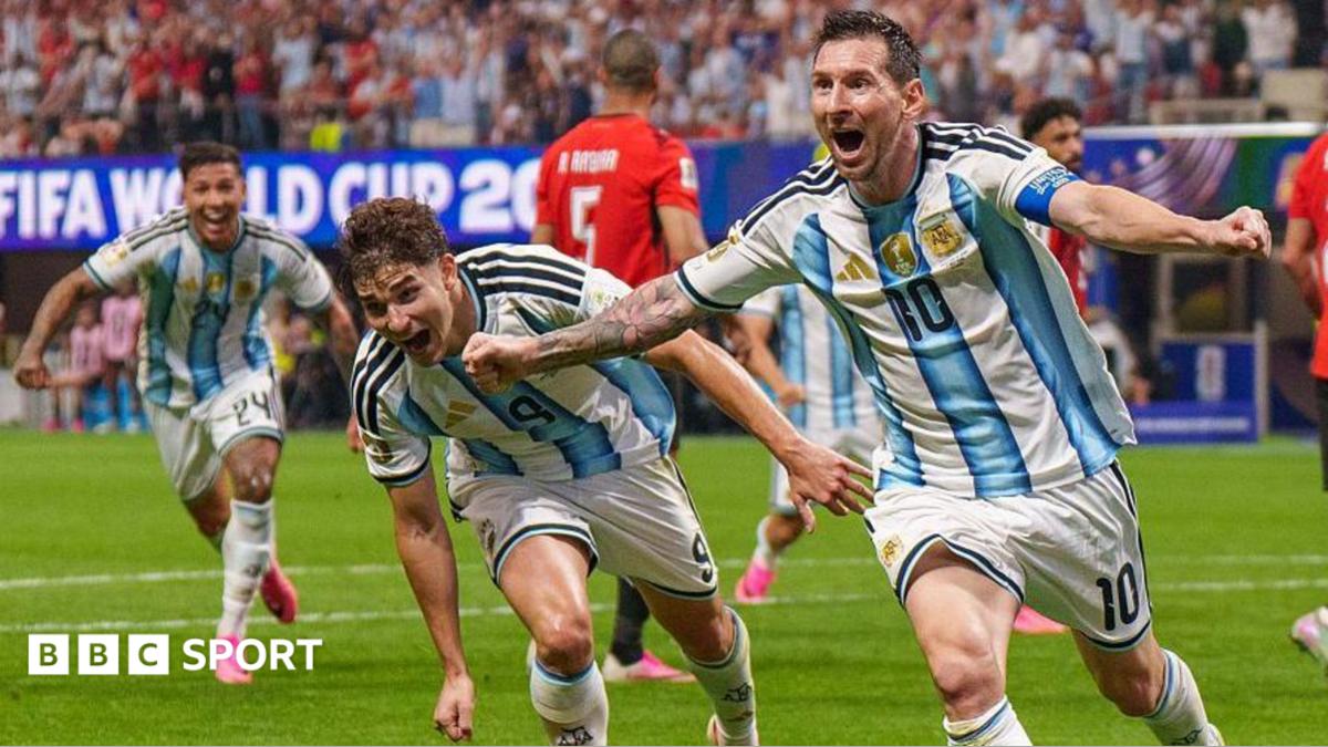 Lionel Messi celebrates with Argentina teammates during the 2026 World Cup