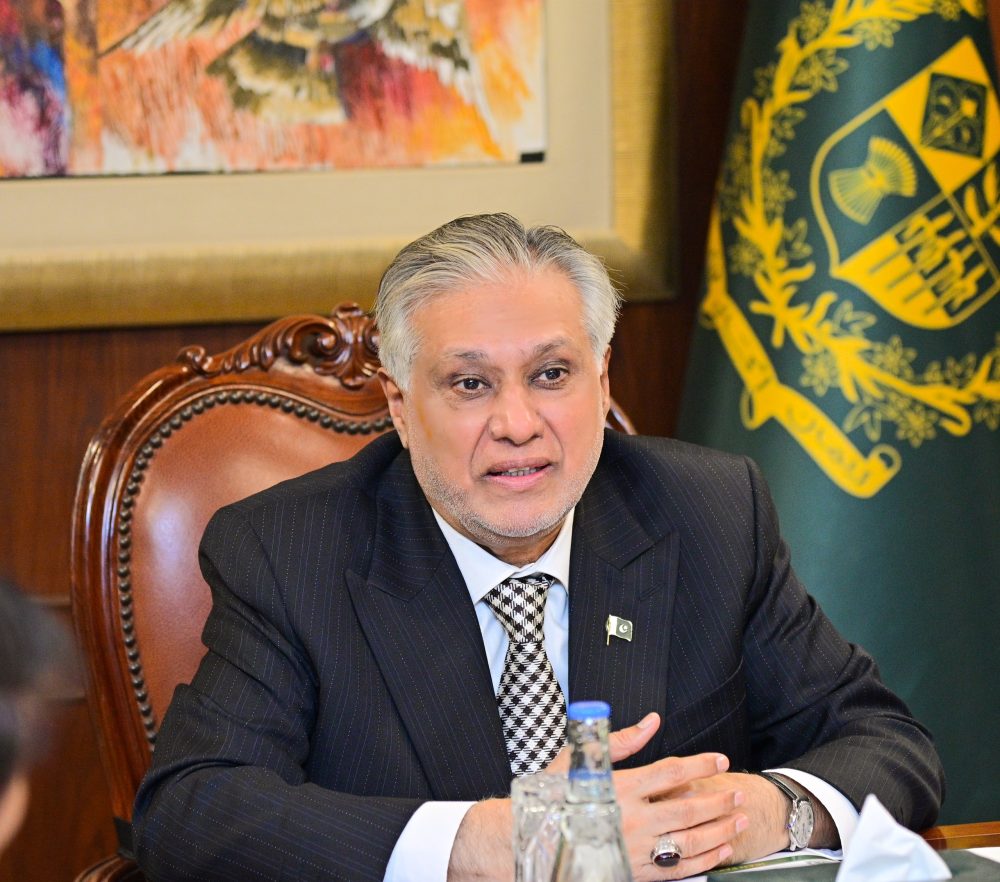 Deputy Prime Minister and Foreign Minister Ishaq Dar attends an official meeting