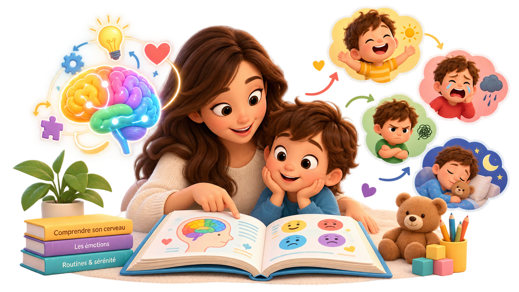 Illustration d'un moment d'émotion partagé entre un parent et son enfant
