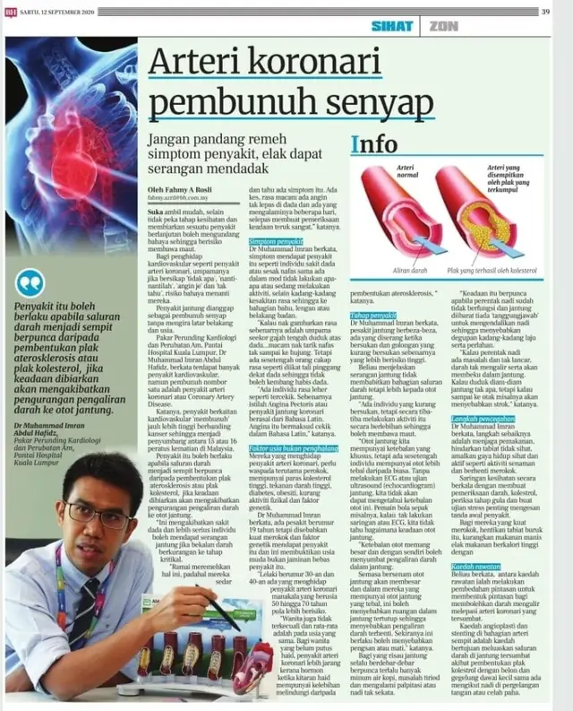 Keratan akhbar: Arteri koronari pembunuh senyap