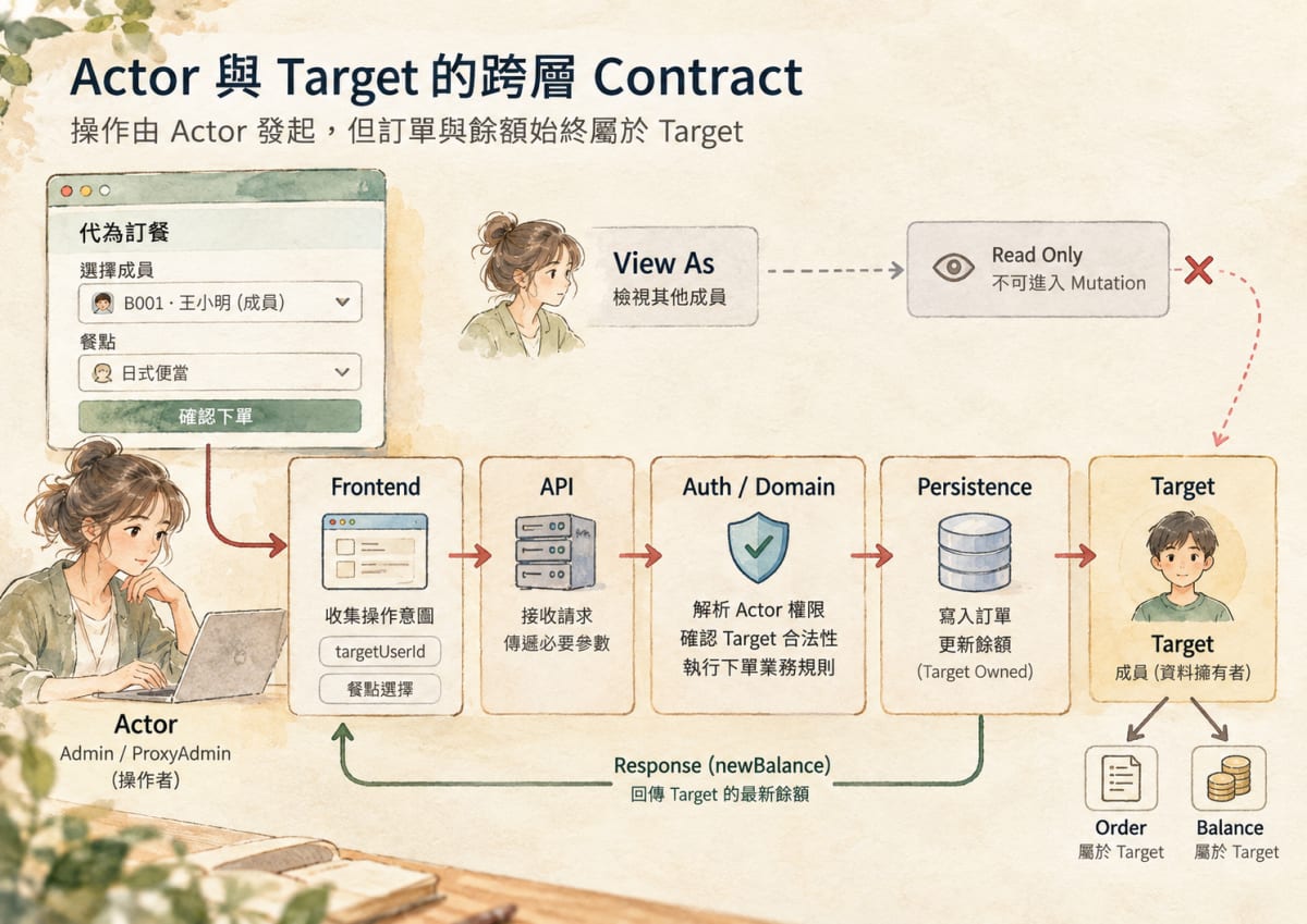 Bento Day 13 actor-target cross-layer contract