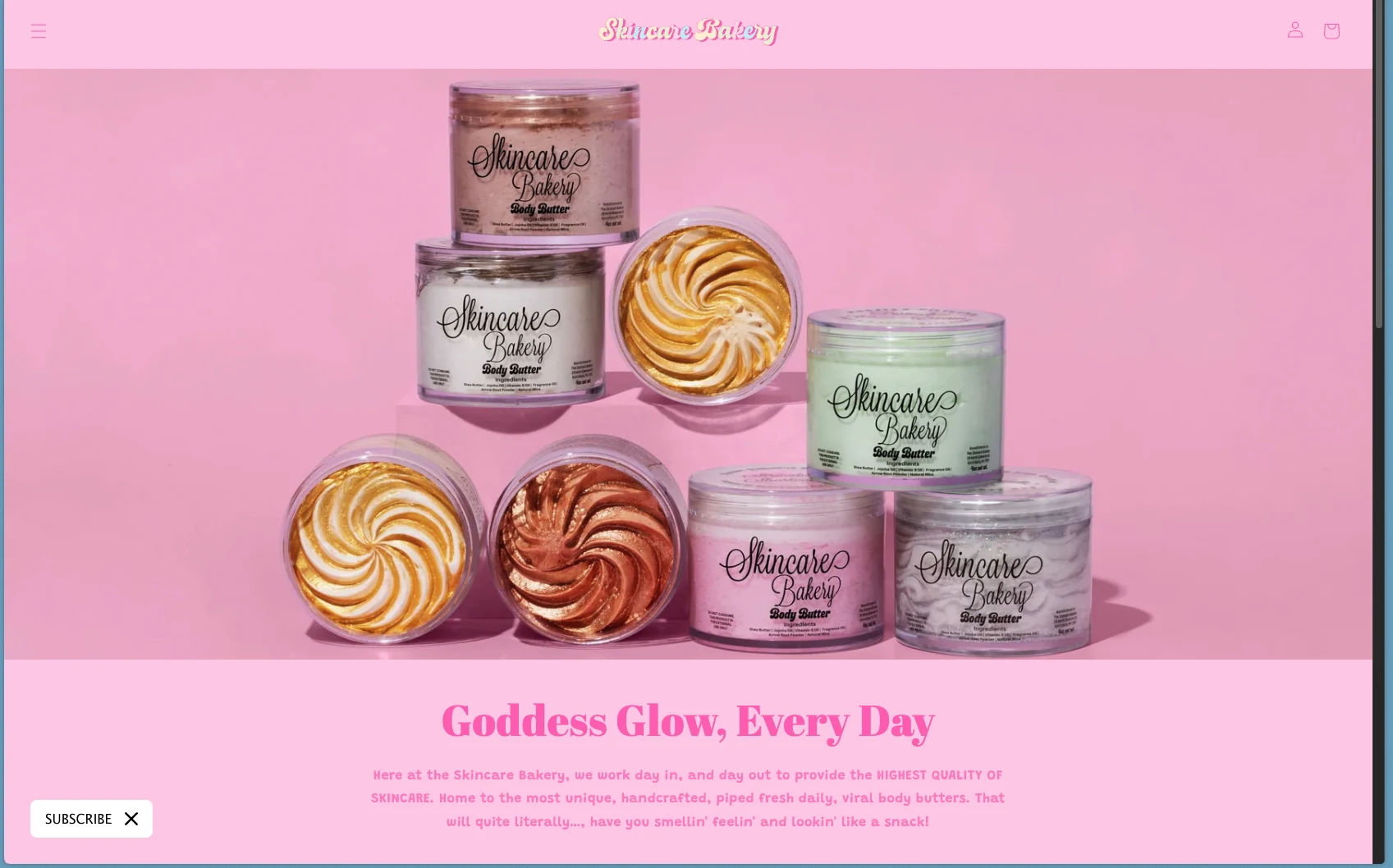 The Skincare Bakery website screenshot