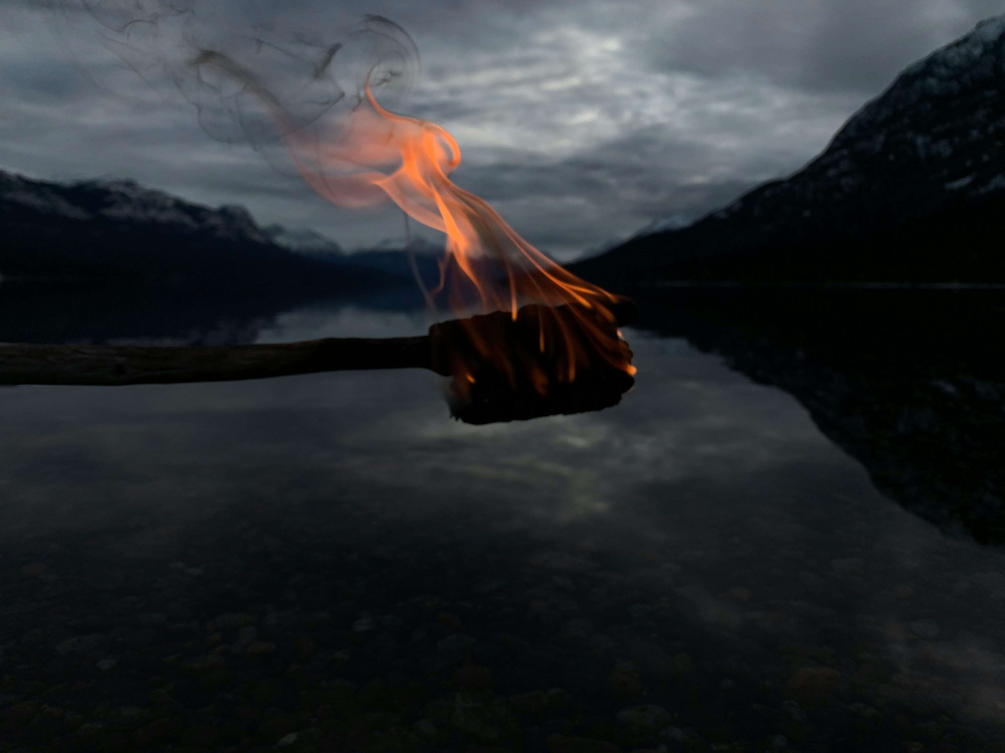 Flames at dusk