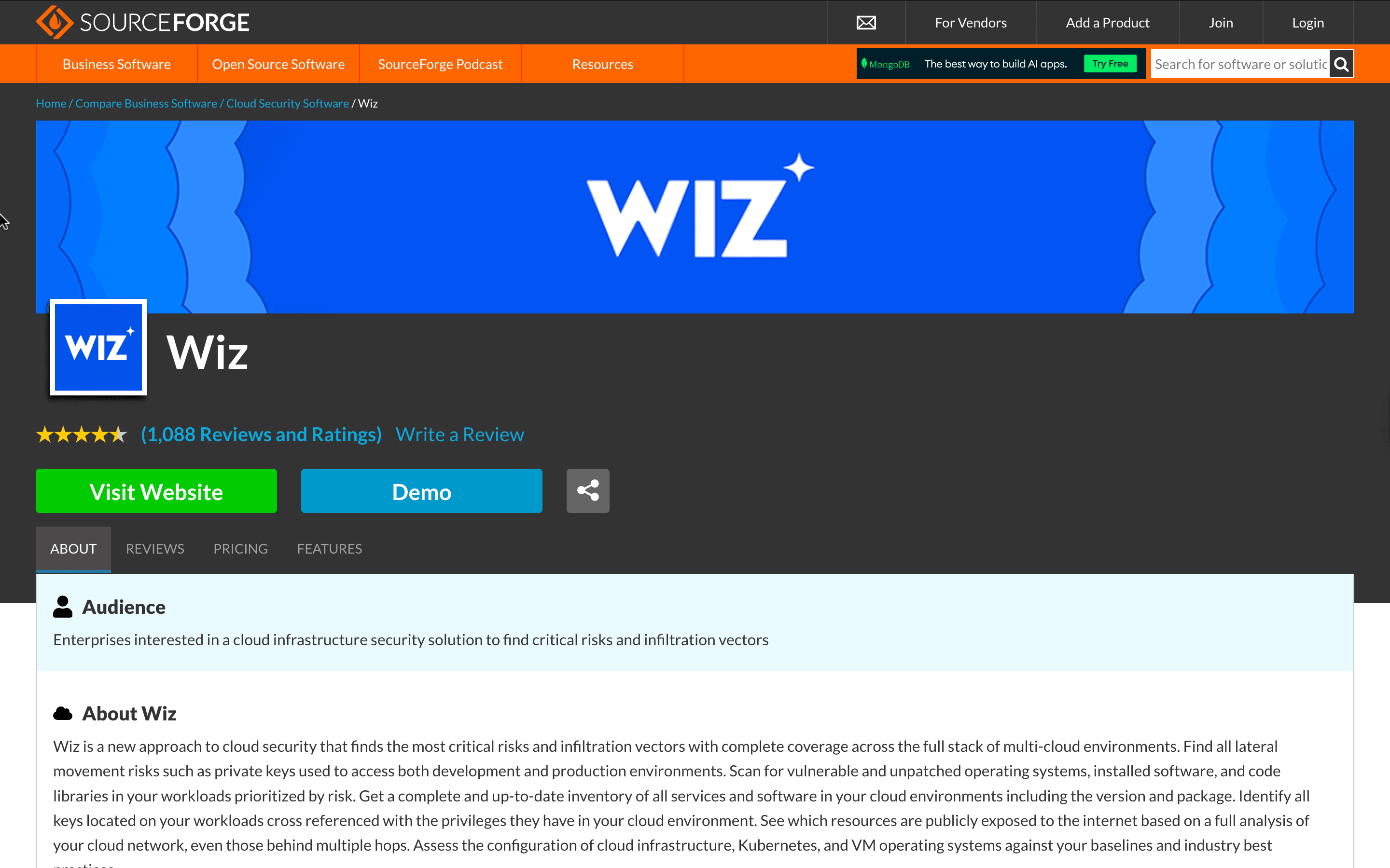 Wiz listing on SourceForge directory