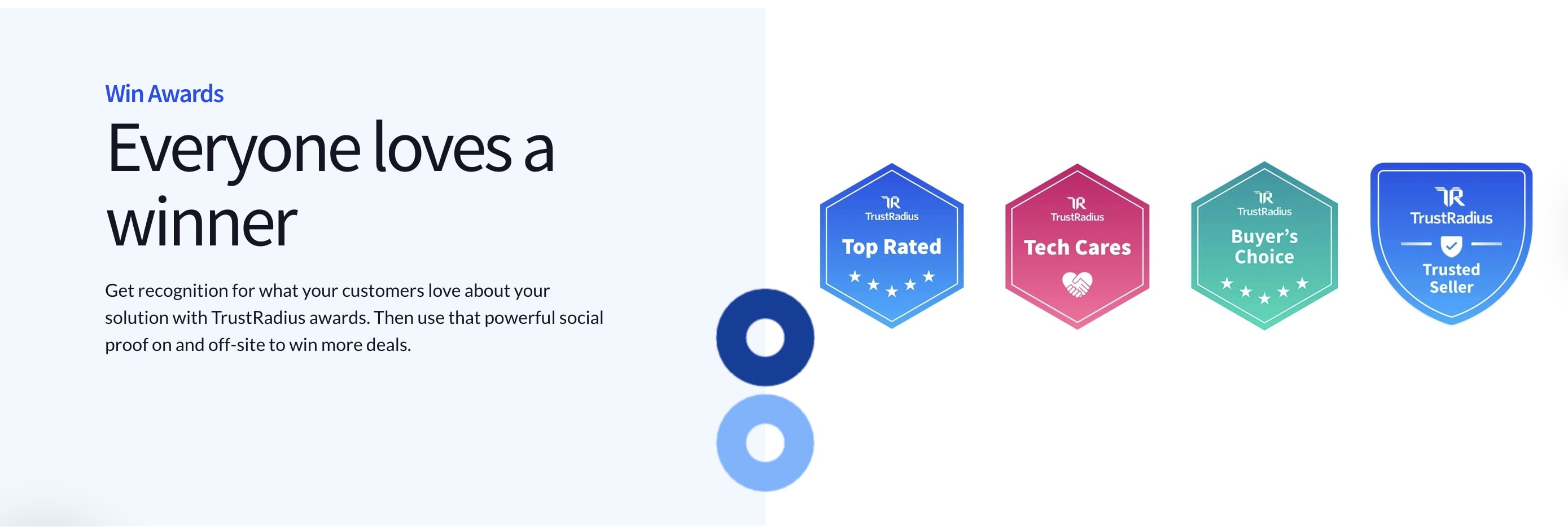 TrustRadius awards page showing well-documented badge programs and methodology