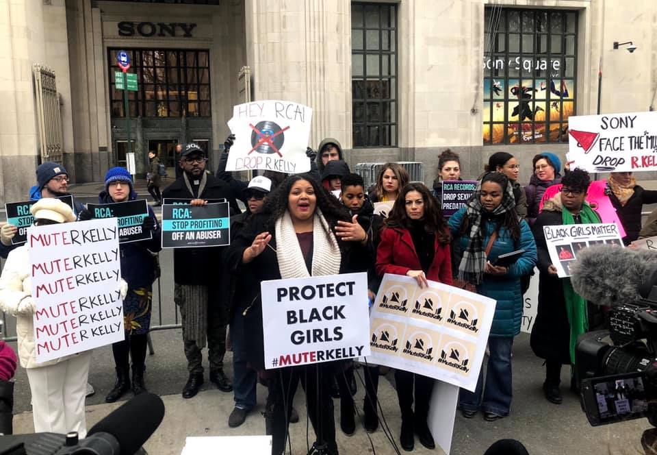 Protestors Rally For Black Girls And Demand Sony Music #MuteRKelly Once And For All