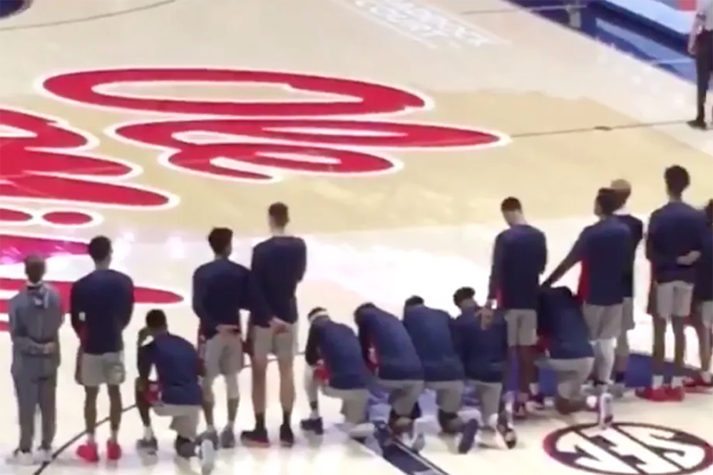 Ole Miss Basketball Players Take Knee During National Anthem In Protest Of Pro-Confederate Rally Near Campus