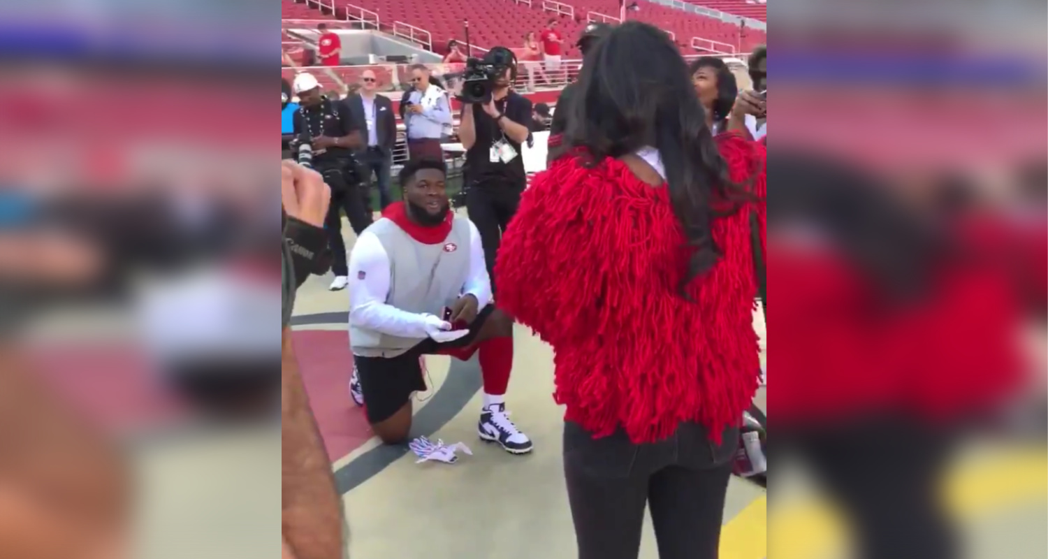 San Francisco 49ers Player Puts Black Love On Full Display Before NFL Game As He Proposes To His Girlfriend