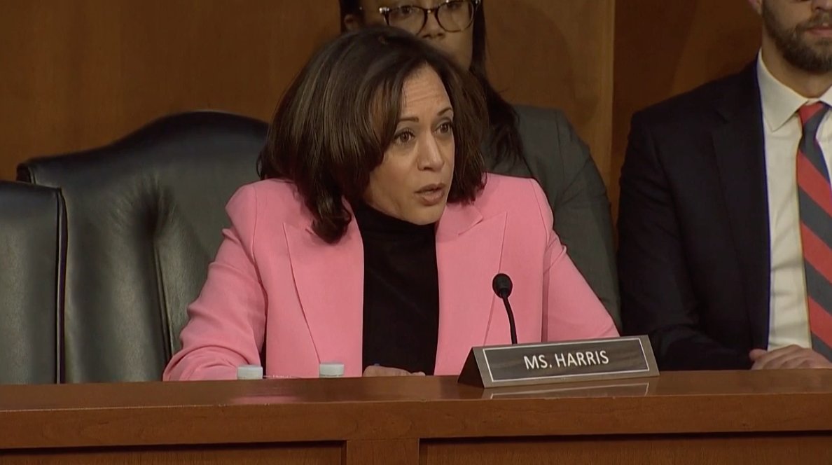 Senator Kamala Harris Rocks Pink Jacket While Going In On The Attorney General