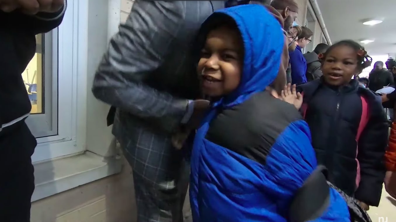 100 Men Line The Halls Of Trenton School To Cheer On Young Students On Their 100th Day Of School